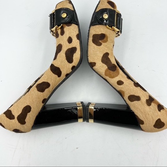 NWOT! Tory Burch Martha Leopard Print Calf Hair Chain Link Block Heel Pumps! 7M - Picture 8 of 10